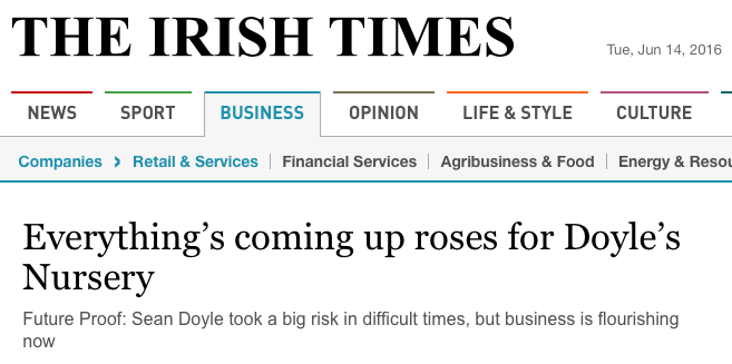 Doyles Nursery & Garden Centre - Irish Times Article